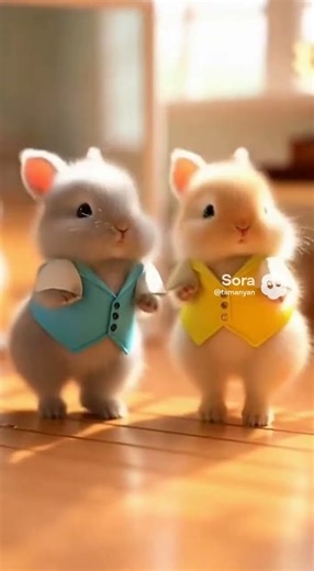 可愛さ限界突破！ふんわりベビーうさぎ、奇跡のステップ♡ #癒し動画