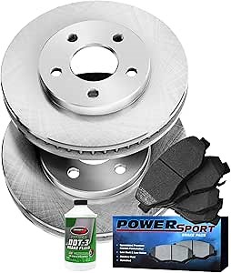Power Sport Front Brake Kit For 1990-1999 Jeep Cherokee, Wrangler; 1990-1992 Jeep Comanche; 1993-1998 Jeep Grand Cherokee| Blank Brake Rotors| Semi Metallic Brake Pads and Rotors Kit