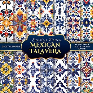 Mexican Talavera Vibrant Seamless Designs - Instant Download for Junk Journals, Crafts - Etsy