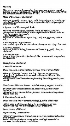 Minerals and Energy Resources Simplified Notes | Class 10 Geography | #cbse #class10 #geography