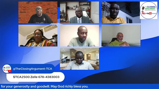"THE CLOSING ARGUMENT'' Tuesday, December 9, 2025, Edition MEET OUR TEAM OF PANELISTS: Chairman Ben Sanvee Sarah Dopoh Dr. Henry Peabody St. Tomalin Nyenwolo George I Abu Kamara Seleke Kromah Hamed Fofana J. Victor Nagbe Jerome Gayman Sylvester Pewee Kehleboe Gongloe Robert Garguah Disclaimer: We own no copyright to songs or videos play being played in the background of this broadcast. Liberia Team Producer: Myean D Torgbean � New to streaming or looking to level up? Check out StreamYard and get