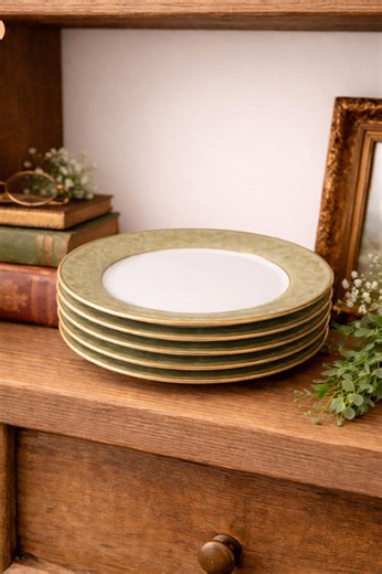 Sango Versailles 3532 Dessert Plates Set of 4, Vintage Green Gold China, 7.75 Inch Salad Plates, Elegant Tea Party French Country - Etsy