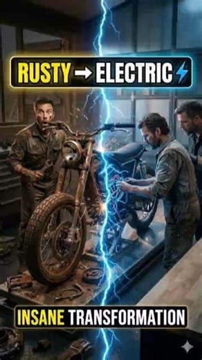 Rusty Bike to Electric Bike 🔧 Ultimate Motorcycle Restoration Transformation 😲 #ytshorts #usa #amsr