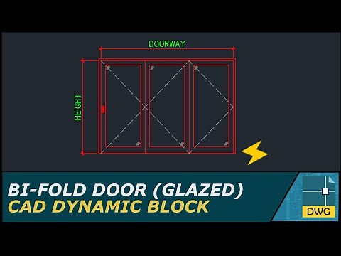 Bi-fold Door (Glazed): AutoCAD Dynamic Block (Elevation View)