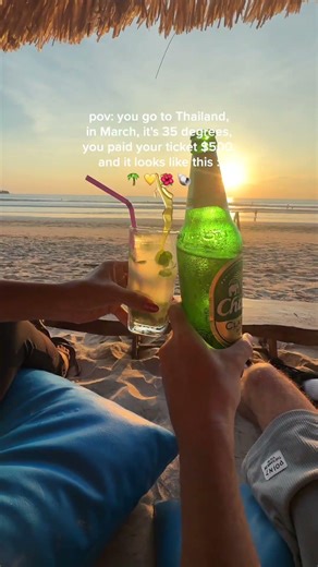 POV: you go to Thailand in March, it’s 35°, you paid your ticket $500, and it looks like this 🌴💛🌺🥥