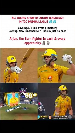 Arjun Tendulkar All-Round Show! 3 Wickets & 66 Runs In Mumbai T20 League 🔥#arjuntendulkar
