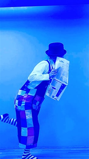 Clown G-nyo on Instagram: "Pantomime using newspaper. Where will it go when it is blown away by the wind? Welcome to the world of clowns."