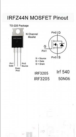 Irfz44n mosfet pinout #electrcal #experiment #electronic #mosfet #pinout #circuit #digram
