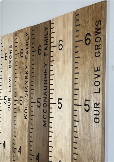 Hand Routed Family Growth Chart Ruler - Select Pine Board Version - Engraved Solid Wood Growth Ruler - Personalized Height Chart for Wall - Etsy