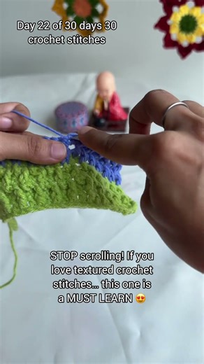 Day 22 — the alpine stitch ⛰️🧶 #crochet #crochetforbeginners #howtocrochet