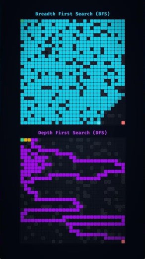 BFS Explores Wide, DFS Goes Deep #algorithms #shorts