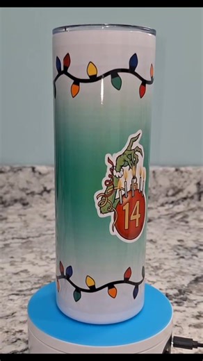 It's greener in person... but.. Happy 14th Christmas/Merry Birthday to the one getting this customized cup! 💚❤️ Laura Elizabeth | Conrad Creations