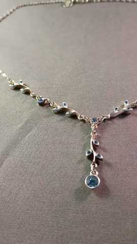 Dainty Vintage Silver Tone Necklace With Blue Stones and Central Drop - Etsy