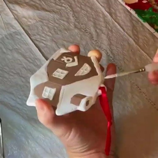 Cozy Gingerbread House Ornament Painting Timelapse 🎄❄️ Satisfying DIY Christmas Craft #shortsfeed
