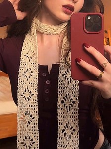 CROCHET SCARF Pattern | Flower Lace Skinny Scarf PDF & Video Tutorial - Etsy
