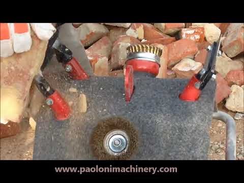 Paoloni made in Italy Old Brick cleaning machine at work with mortar concrete cement on old tiles