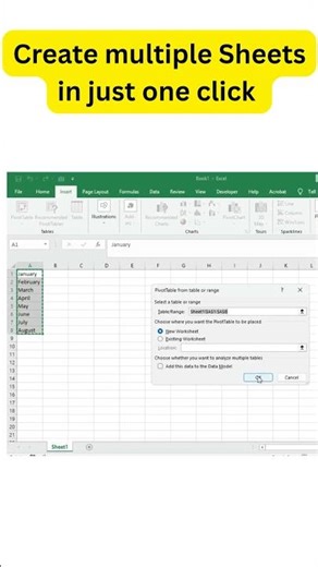 Create Multiple Sheets in Excel in ONE Click 🤯 | Save Time Instantly #learnexcel #exceltutorial
