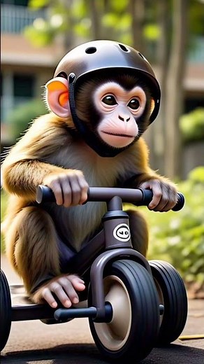 This How Barney and Friends Riding Bicycle #anime #monkey