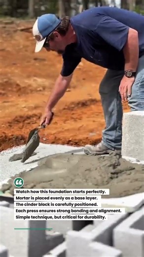 Perfect Cinder Block Placement for Strong Foundations! #construction #masonry #tools
