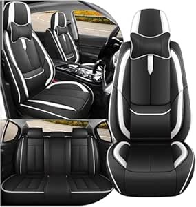 Fit for Toyota 4runner Seat Covers Full Set 2011-2025, Full Coverage Customized, Premium Leather Waterproof Stain-Resistant Easy Install(White&Black/Luxury 5 Seats)
