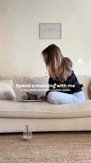i opened a crochet studio - come spend the morning with me ☕️☁️ #crochetersoftiktok
