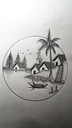 Beautiful River Landscape Drawing | Easy Pencil Scenery Drawing Tutorial | Step by Step #art