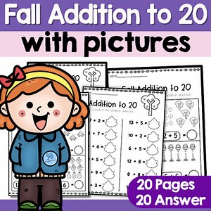 Addition With Picture To 20 Fall Theme Worksheets | Addition within 20