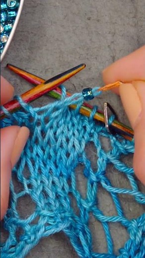 Use a sewing needle to place a bead on your knitting! [Check out the Full tutorial with 5 Tools]