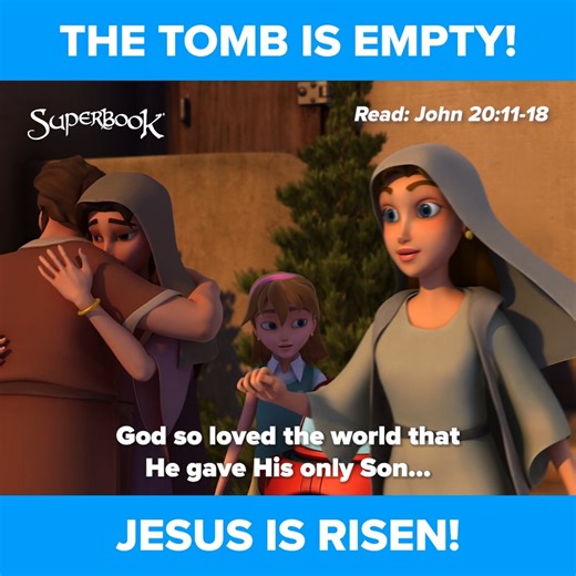 Because of His unconditional love for us, Jesus gave His life on the Cross to save us from our sins. But on the third day, He rose again in victory! He is our risen Savior, and He lives forevermore! ✝️🙌🏻☝🏻 Mommies and daddies, share the love of Jesus with your little ones through Superbook. 💖 Enjoy FREE streaming of all Superbook episodes and make learning about God fun and exciting! 🎉 Tap here: https://go.cbn.com/SBGo-fb | Superbook