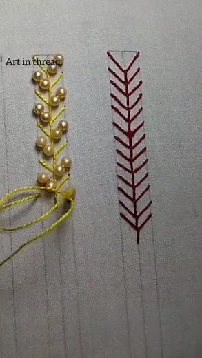 5 minute Feather Stitch Embroidery | Feather STITCH Beads Work Hand Embroidery for Beginners