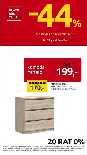 Do -44% taniej na wybrane produkty w Black Red White - komoda Tetrix, szafa Nepo Plus