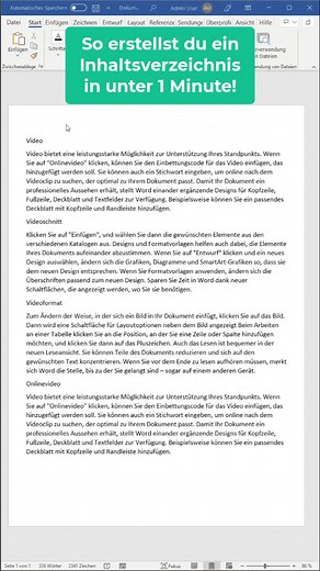 Automatisches Inhaltsverzeichnis in Word erstellen #msword #msworddeutsch #worddeutsch