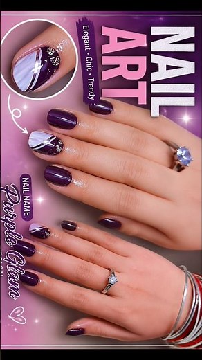 Purple Glam Nail Art 💜✨ Easy & Trendy Nail Design 2026 #shorts #nailart