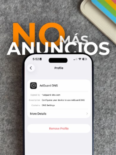 📱 Sígueme para más tips de iPhone Este truco bloquea anuncios en apps y juegos usando AdGuard DNS iPhone 101 · Parte 23 Shoutout a @newesc por la idea. Los anuncios dentro de apps son de las cosas más molestas del día a día. No solo en Safari, también en juegos y apps que usas constantemente. Con este método puedes bloquear la mayoría sin instalar apps extra. 1️⃣ Descarga el perfil desde el link en mi perfil 2️⃣ Instálalo desde Configuración > General > VPN y gestión de dispositivos 3️⃣ Actíval