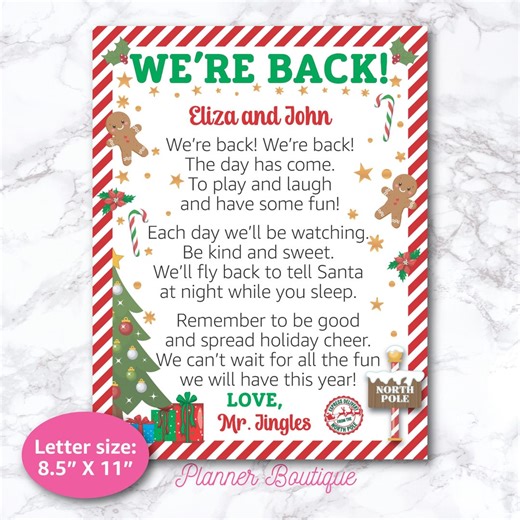 Christmas Elf I'm Back Letter - Etsy