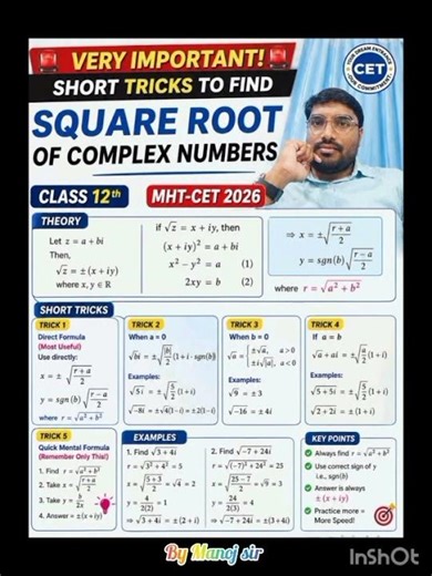 Important short trick to find square root of complex number #class11maths #complexnumbers #algebra