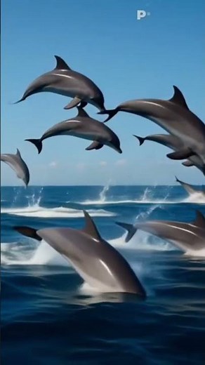 Dolphins Jumping Out of Water | Dolphin Wave Dance in Deep ocean | 4k nature short