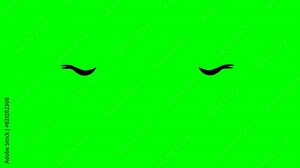Cartoon simple blinking looking eyes on green screen insert, chroma key green screen graphics motion. Super high resolution.