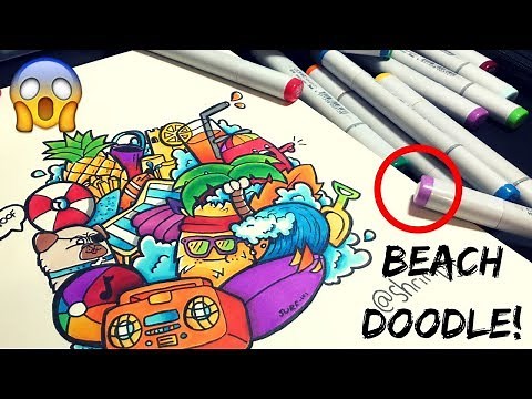 BEACH THEMED DOODLE! +Copic Hack! | Copic Illustration for Kids