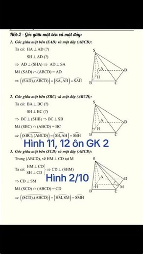 Hình học 11, 12 ôn GK2 và THPT, toán trọng tâm ôn tập kiểm tra GK2, luyện thi THPT 2026, Hình 2/10