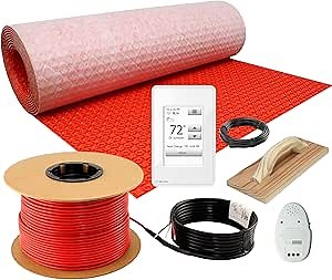 LuxHeat 45sqft Electric Radiant Floor Heating System - 120v Infloor Heating System for Tile, Vinyl, Laminate Includes UWG4 WiFi Programmable Thermostat w/GFCI, Heat Membrane, Cable, Monitor & Sensor