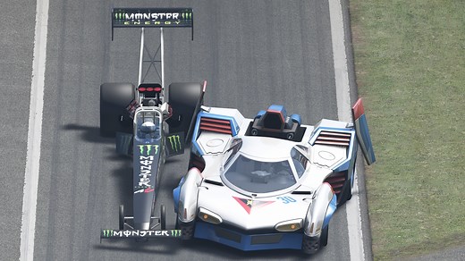 The FASTEST Racing on Earth - Asurada GSX (Future GPX Cyber Formula) vs NHRA Top Fuel Dragster at Monza | Raceluxius Horizon