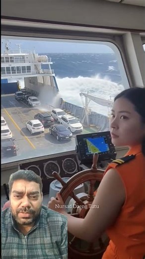 Girl Controlling Cargo Ship in Massive Storm 🌊 | Insane Cabin Waves Reaction#ShipStorm #CargoShip