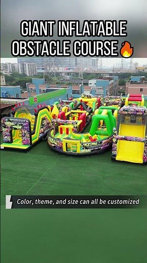 A 34-meter-long obstacle course, so thrilling! #obstaclecourse #inflatable #awesome