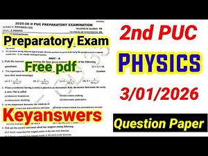 2nd PUC Physics preparatory Exam Question Paper 2026 Keyanswers important questions Karnataka board