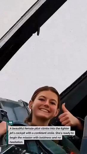 A beautiful female pilot climbs into the fighter jets cockpit with a confident smile, She's ready to begin the mission with boldness and no hesitation. | Peter Nguyen