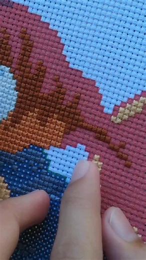 Gem Canvas LB on Instagram: "So easy, it feels like magic ✨ Just follow the colors and watch your art appear! #EasyCrossStitch #DIYMagic #StampedCanvasArt"