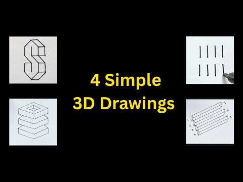 4 Simple 3D Drawings for Beginners | Easy Trick Art Step by Step