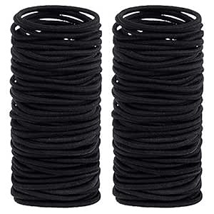 Anezus 200 Pcs Black Elastics Hair Ties Small Bulk Hair Ties Hair Bands (4mm)