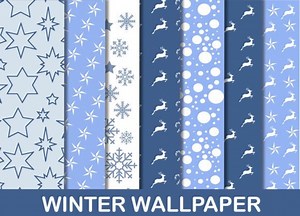 Festive Winter/christmas Digital Paper Patterns Pack, Blue and White Theme - Etsy